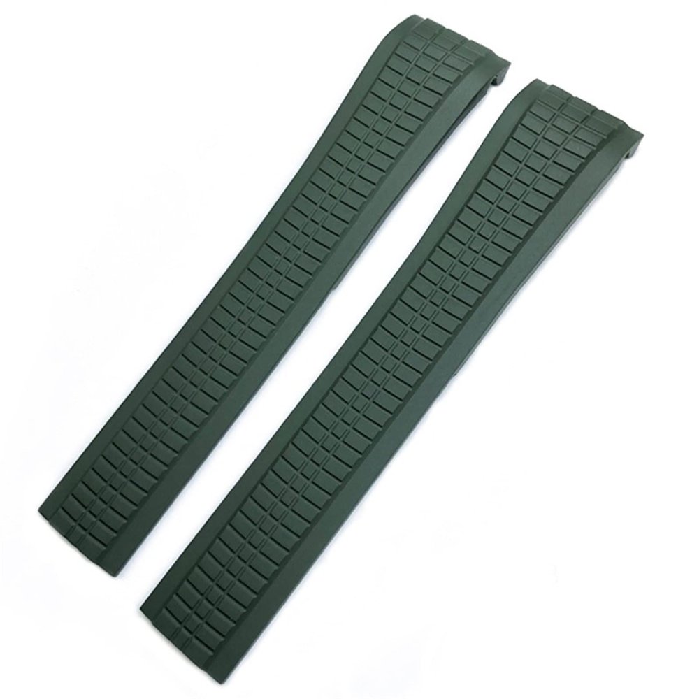 ZUC 21mm Fluororubber Watchband for Patek Aquanaut Philippe strap 5164A 5167A Black Blue Orange Soft Rubber Curved End Bracelets(Green,Rose Buckle)