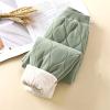 JEUROT Newborn Winter Pants Kids Sport Jogger Pants Elastic Waist Toddler Pants Cotton Casual Active Sweats Pants Printed Fleece Lined Leggings Thick Thermal Tights Warm Ankle Length Pants Green view 2