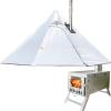 DANCHEL OUTDOOR Backpacking Hot Tent w/Stove Jack, Portable Tipi Tent with T6 Titanium Folding Wood Stove for 1-4 Person Winter Camping Hunting, White, 4m view 1