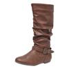AtXiteli Brown Slouchy Mid Calf Boots for Women - Wide Calf Flat Boots with Metal Lock for Fall (Brown, Adult, Women's, 5, Digital, US Shoe System, Medium (Medium)) view 1