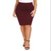 EXCHIC Women's High Waist Bodycon Pencil Skirt Stretchy Knee Length Midi Skirts for Busines Casual (Wine Red, X-Small) view 2