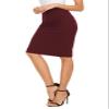 EXCHIC Women's High Waist Bodycon Pencil Skirt Stretchy Knee Length Midi Skirts for Busines Casual (Wine Red, X-Small) view 3