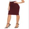 EXCHIC Women's High Waist Bodycon Pencil Skirt Stretchy Knee Length Midi Skirts for Busines Casual (Wine Red, X-Small) view 4
