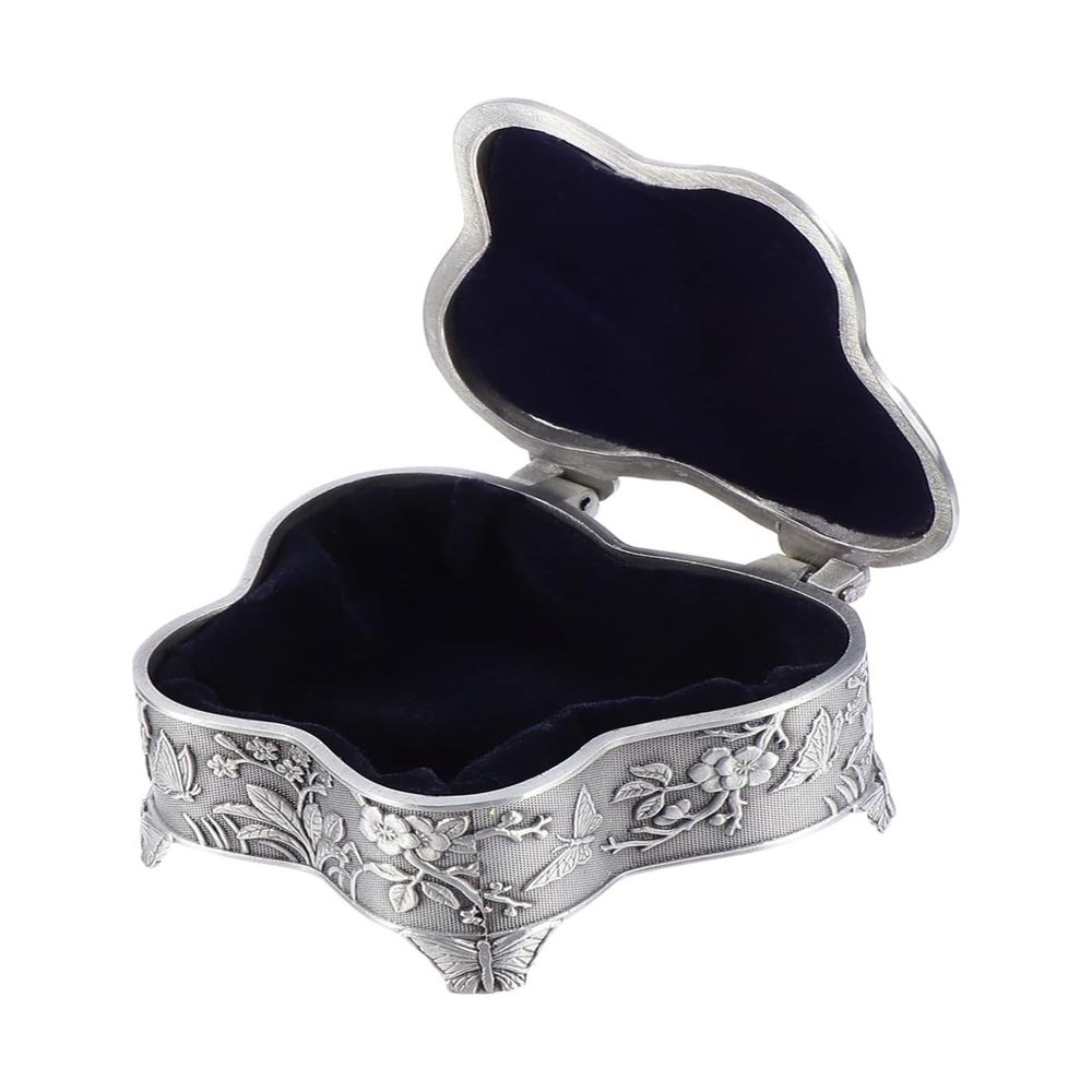 QasDfgHj Jewelry Box,Butterfly Metal Box in Fashion Jewelry Box Trendy Rings 1pc Box Valentine Day Retro Metal Trinket Box Jewelry Box for Women Ring Storage Box Retro Storage Case