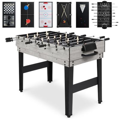 Best Choice Products 10-in-1 Multi Game Table, Combo Game Table for Kids and Adults w/Hockey, Foosball Table, Pool Table, Ping Pong Table, Chess, Checkers, 2x4ft - Gray