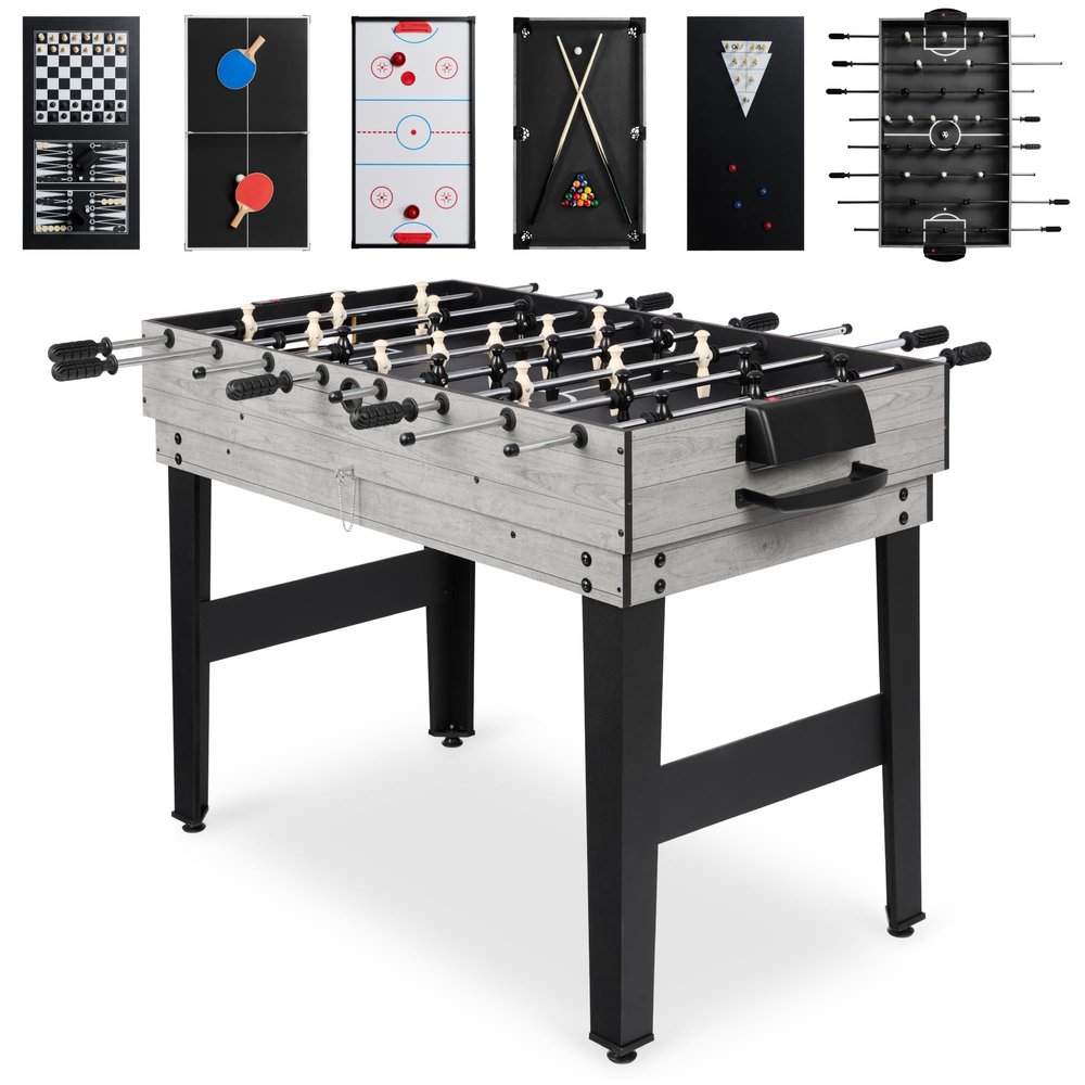 Best Choice Products 10-in-1 Multi Game Table, Combo Game Table for Kids and Adults w/Hockey, Foosball Table, Pool Table, Ping Pong Table, Chess, Checkers, 2x4ft - Gray