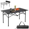 Black Compact Camp Table, Outdoor Folding Table, Portable Camping Side Table, Beach Table, Camping Table, 37x20 inch Foldable Outdoor Table, Roll-Top Table for Camping 95 x 55 x 50cm view 1