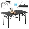 Black Compact Camp Table, Outdoor Folding Table, Portable Camping Side Table, Beach Table, Camping Table, 37x20 inch Foldable Outdoor Table, Roll-Top Table for Camping 95 x 55 x 50cm view 3