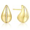 14K Yellow Gold Teardrop Earrings | Puff Rain Drop Earrings | Banks Studs Gold Statement Earrings (Small) view 1