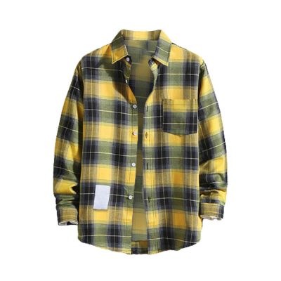 Black 2024 Friday Deals Cotton Flannel Shirts for Men Early 2024 Yellow Plaid Shirt Long Sleeve Pocket T Shirts Mens Plaid Button Up Work Shirts for Men 3Yellow 4X-Large
