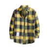 Black 2024 Friday Deals Cotton Flannel Shirts for Men Early 2024 Yellow Plaid Shirt Long Sleeve Pocket T Shirts Mens Plaid Button Up Work Shirts for Men 3Yellow 4X-Large view 1
