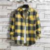 Black 2024 Friday Deals Cotton Flannel Shirts for Men Early 2024 Yellow Plaid Shirt Long Sleeve Pocket T Shirts Mens Plaid Button Up Work Shirts for Men 3Yellow 4X-Large view 2