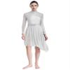 HULIJA Women's Sparkly Sequin Lyrical Dance Costume Long Sleeve Tulle Skirt Leotard Contemporary Dancewear White Medium view 2
