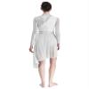 HULIJA Women's Sparkly Sequin Lyrical Dance Costume Long Sleeve Tulle Skirt Leotard Contemporary Dancewear White Medium view 3