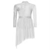 HULIJA Women's Sparkly Sequin Lyrical Dance Costume Long Sleeve Tulle Skirt Leotard Contemporary Dancewear White Medium view 4