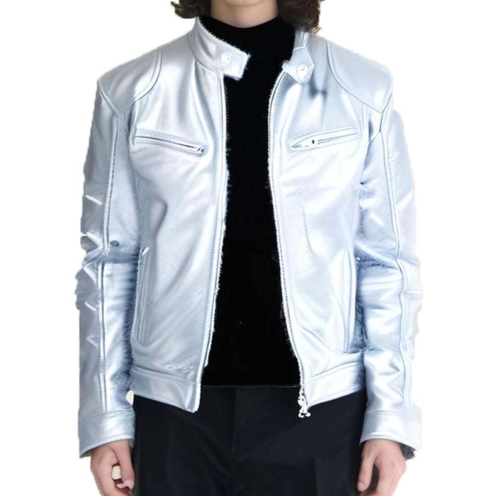 Mens Bikers Leather Pu Blazer Stand Up Punk Leather Jacket Moto Coat Male For Cafe Racer Style Biker Jackets (White B1,X-Large)