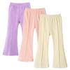 Miipat Toddler Girl Flare Pants 3 Pack Baby Bell Bottoms Stretchy Leggings Solid Color Casual Trousers Fall Outfits (B2,2-3T) view 1