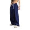 WZIKAI Men's Baggy Sweatpants Elastic Waist Drawstring Wide Leg Sweatpants Casual Loose Baggy Joggers with Pockets Navy Blue L view 1