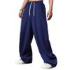 WZIKAI Men's Baggy Sweatpants Elastic Waist Drawstring Wide Leg Sweatpants Casual Loose Baggy Joggers with Pockets Navy Blue L view 3