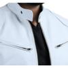 Mens Motorcycle Distressed Leather Jackets Cafe Racer Style PU Jacket Moto Coat Bikers Leather Biker Blazer (White,Large) view 4