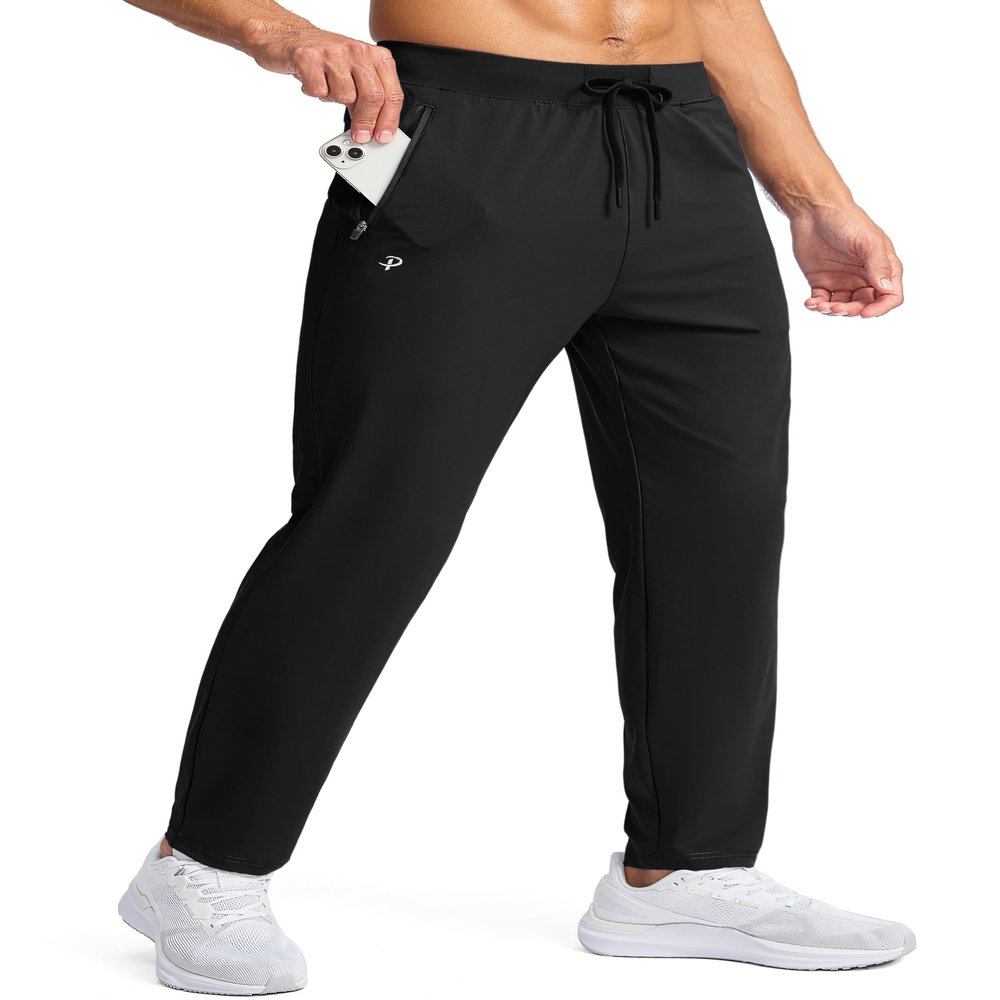 Pudolla Sweatpants for Men Joggers for Men Athletic Pants for Men Stretch Mens Workout Pants Gym Runing Pants(Black M)