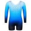 BAOHULU Leotard for Girls Gymnastics Toddler Tank Biketards Shorts Shiny Diamond Kids Dancewear B389_GradientBlue_140 view 1