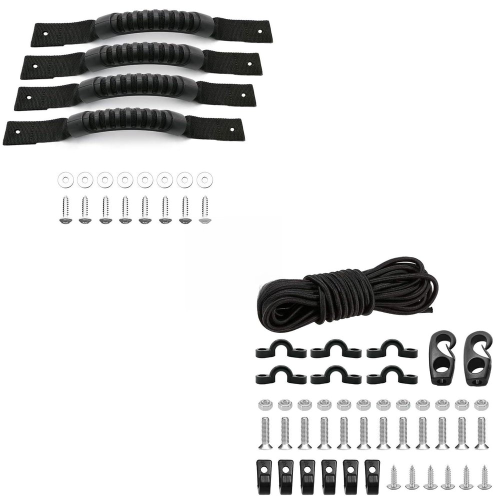 4 Pack Kayak Carry Handles for Ocean Perception Water Outdoor Sport Canoe Boat Kayak with Screws and Kayak Deck Rigging Kit 8 Feet Bungee Cord with Bungee Cord Ends Hooks