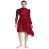 HULIJA Women's Sparkly Sequin Lyrical Dance Costume Long Sleeve Tulle Skirt Leotard Contemporary Dancewear Burgundy Medium view 2
