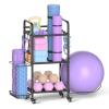 Home Gym Storage Rack Exercise Equipment Storage Organizer for Yoga Mat Dumbbells Kettlebells Foam Roller Yoga Strap & Resistance Bands, Ideal Yoga Mat Holder & Workout Equipment Organizer view 1