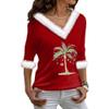 Akivide Christmas Shirts for Women 2024,Casual Long Sleeve Snow Pattern Faux Fur Trim V Neck Tunic Blouse Tops view 1