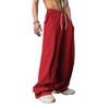 WZIKAI Men's Baggy Sweatpants Elastic Waist Drawstring Wide Leg Sweatpants Casual Loose Baggy Joggers with Pockets Red L view 2