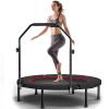 40" Trampoline, Portable Fitness Foldable Trampoline with Adjustable Foam Handle in-Home Mini Rebounder, Exercise Trampoline for Kid/Adults, Max Load 330lbs, Blue