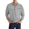 Muscularfit Causal Polo Shirts for Men Big and Tall Solid Henley T-Shirt Causal Fashion Long Sleeve Athletic Pullover Tees Black of Friday Deals 2024 Funny T-Shirts for Men 2024 Dark Gray L view 2