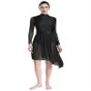 HULIJA Women's Sparkly Sequin Lyrical Dance Costume Long Sleeve Tulle Skirt Leotard Contemporary Dancewear Black Medium view 2