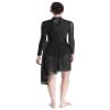 HULIJA Women's Sparkly Sequin Lyrical Dance Costume Long Sleeve Tulle Skirt Leotard Contemporary Dancewear Black Medium view 3