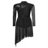 HULIJA Women's Sparkly Sequin Lyrical Dance Costume Long Sleeve Tulle Skirt Leotard Contemporary Dancewear Black Medium view 4