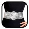 Bounzhi Women Elastic Belt Glitter Stretch Dresses Belts Vintage Waist Belt for Ladies (Silver, S) view 1