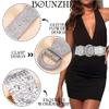 Bounzhi Women Elastic Belt Glitter Stretch Dresses Belts Vintage Waist Belt for Ladies (Silver, S) view 3