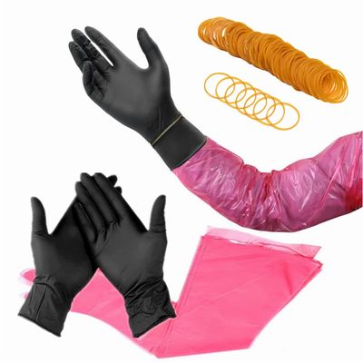 goldhik 32 Pairs Field Dressing Gloves, Disposable Deer Gutting Gloves for Hunting Cleaning, Veterinary Gloves Includes Disposable Arm Gloves & Nitrile Gloves