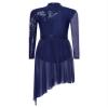 HULIJA Women's Sparkly Sequin Lyrical Dance Costume Long Sleeve Tulle Skirt Leotard Contemporary Dancewear NavyBlue Medium view 4