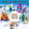 BLULILY 1 Pair Kids Skiing Gloves Boys Girls Winter Mitts Water Proofing Fleece Lined Warm Mittens for Snow Fun Outdoor Play view 4