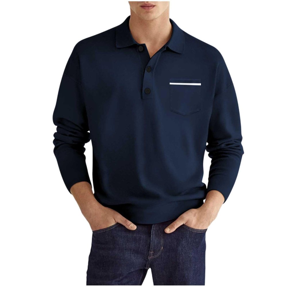 Muscularfit Causal Polo Shirts for Men Big and Tall Solid Henley T-Shirt Causal Fashion Long Sleeve Athletic Pullover Tees Cyber of Monday Deals 2024 Men Mens Hawaiian Shirt Navy L