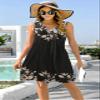 ETCYY Sundresses for Women 2026 Vacation Swim Cover up Beach Dresses Button Down Sleeveless Boho Floral V-Neck Summer Dress,Floral Black,X-Large view 4