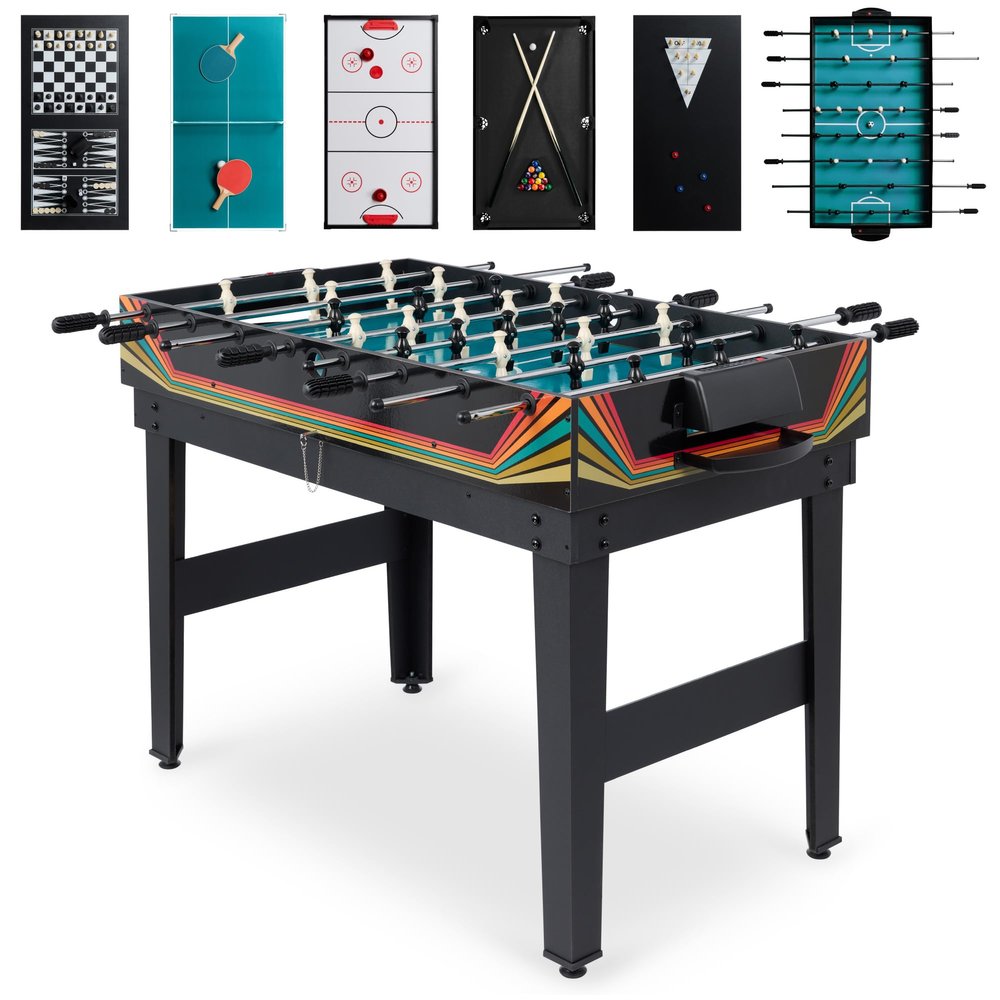 Best Choice Products 10-in-1 Multi Game Table, Combo Game Table for Kids and Adults w/Hockey, Foosball Table, Pool Table, Ping Pong Table, Chess, Checkers, 2x4ft - Arcade