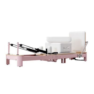 XJLKYMX Pilates Reformer Machine, Foldable Studio Grade Pilates Equipment for Gym and Home Workout, Pilates Reformer with Reformer Accessories,Pilates Box, Padded Jump Board,Pink