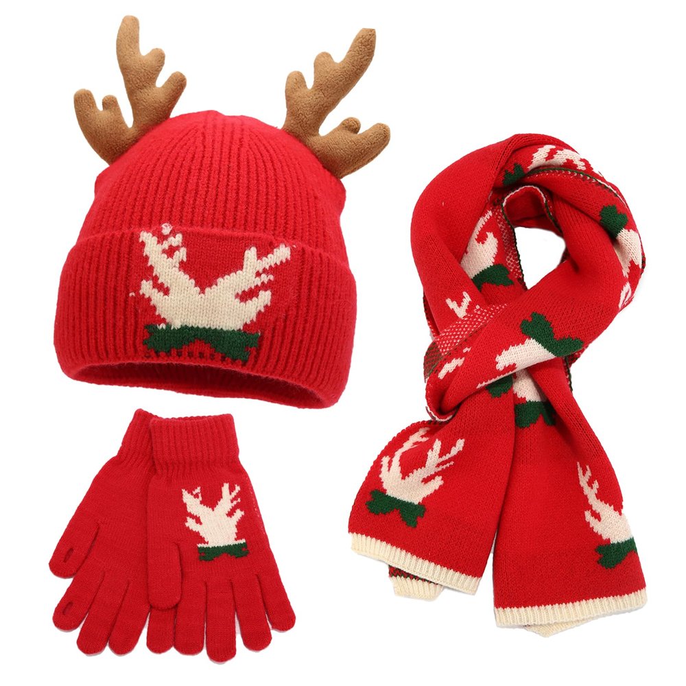 Zksbdxz Scarf,Holiday Theme Knitwear for Christmas Party Gathering Costume Santa Caps Festival Accessories Scarf Hat Gloves