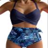 Dokotoo Bathing Suit for Women Tummy Control Two Piece Sexy Vacation 2025 Summer Adjustable Straps Twist Front Tie Up High Waisted Bikini Suit Swimsuit Beach Swimwear Set Plus Size,Blue Medium view 1