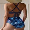 Dokotoo Bathing Suit for Women Tummy Control Two Piece Sexy Vacation 2025 Summer Adjustable Straps Twist Front Tie Up High Waisted Bikini Suit Swimsuit Beach Swimwear Set Plus Size,Blue Medium view 2