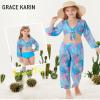 GRACE KARIN Teen Bathing Suits for Girls 12-14 Blue Bikini Set Long Sleeve Kimono Up Swimsuit Swimwear view 3
