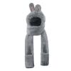 3 in 1 Cute Bunny Ears Hat Scarf Gloves Set Winter Warm Faux Fur Hooded Scarf Pocket Mittens Plush Animal Hood (Grey) view 4